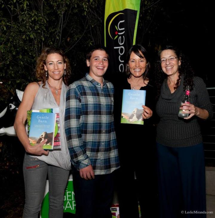Rochelle Robinson, Jessie Laks, Ellie Laks, Nomi Isak at My Gentle Barn book launch hosted by Gardein at their Tasting Kitchen in Marina del Rey (photo: couresy of The Gentle Farm)