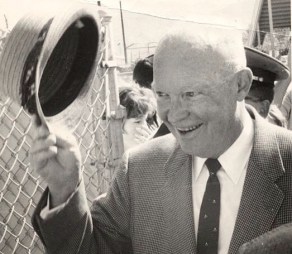 Former President Dwight Eisenhower at Spring Training Baseball game in Palm Springs taken with an Instamatic camera (photo: Ronn Robinson and Gaylon White) 