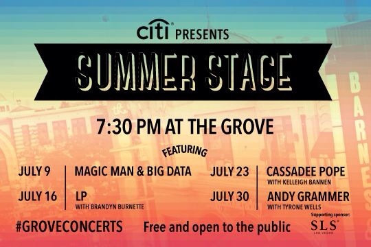 Catch Andy Grammer at The Grove's Summer Concert Series on 7/30 at 7:30 for free!