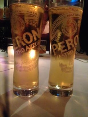 Two pints of Peroni Nastro Azzurro poured at Drago Centro for the inaugural launch of Italian Heritage Month with Peroni and IAMLA (photo: Rochelle Robinson) 