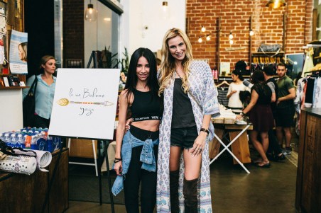 La Vie Boheme Yoga co-founders and designers, Yvette Charlton and Michaela Moryskova, at their hot yoga event at La Moda Yoga LA (photo credit: Jessica Castro Photography)