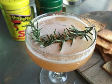 The Brown Derby cocktail with bourbon, ginger beer and rosemary sprig at Greenleaf Gourmet Chopshop . (Photo credit: Scott Bridges)
