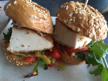Sensational chicken sliders from Greenleaf Gourmet Chopshop. (Photo credit: Scott Bridges)