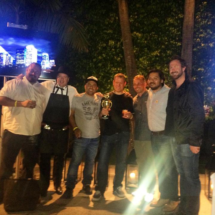 Walter Manzke (center) of Republique wins Cochon 555 in LA. (Photo credit: Melissa Curtin)