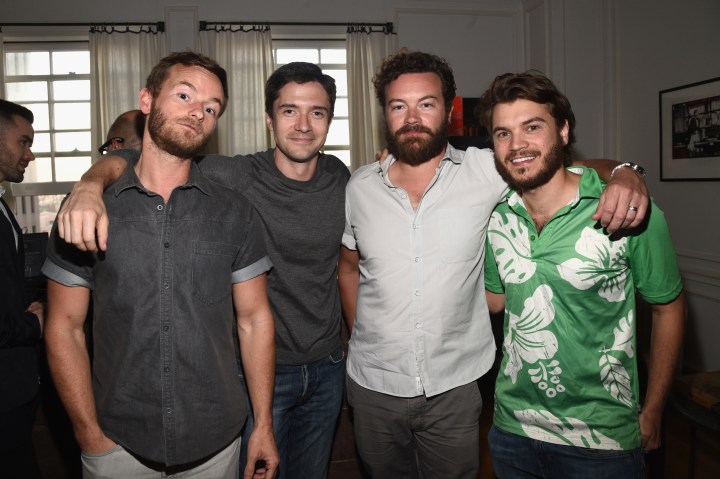 LOS ANGELES, CA - JUNE 18:  (L-R) Actors Christopher Masterson, Topher Grace, Danny Masterson and Emile Hirsch attend an introduction to HEAVEN 2016 presented by The Art of Elysium and Samsung Galaxy on June 18, 2015 in Los Angeles, California.  (Photo by Michael Buckner/Getty Images for Samsung)