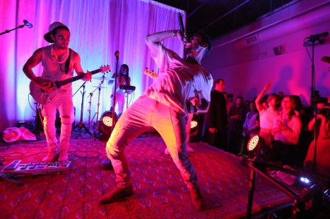 LOS ANGELES, CA - JULY 13:  Singer-Songwriter Miguel performs onstage during the SONOS Studio + PANDORA: An Evening With Miguel on July 13, 2015 in Los Angeles, California.  (Photo by Chelsea Lauren/Getty Images for Pandora)