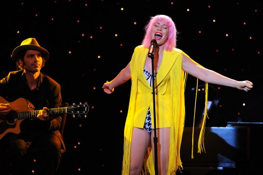Natasha Bedingfield gets the audience smiling even more as she shakes things up with her live performance at the Smile Gala at the Beverly Wilshire Hotel. (Photo by Amy Graves/WireImage)