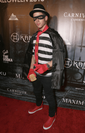 Nick Jonas dressed up as a Hamburglar at MAXIM Magazine's Official Halloween Party produced by Karma International, featuring a special performance by the heartthrob himself, on Saturday night in Los Angeles. 