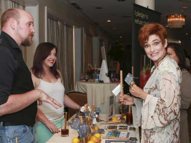 Caroline Hennessy was all smiles at Debbie Durkin's EcoLuxe Luxury Lounge 