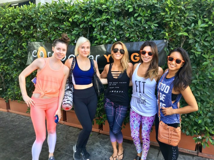 Influencers & guests enjoyed an inspiring morning yoga session with CorePower Yoga at the 'Fit & Olive' event, followed by a healthy light Mediterranean brunch hosted at Fig & Olive Melrose Place in West Hollywood, CA on Saturday, October 1st, 2016.